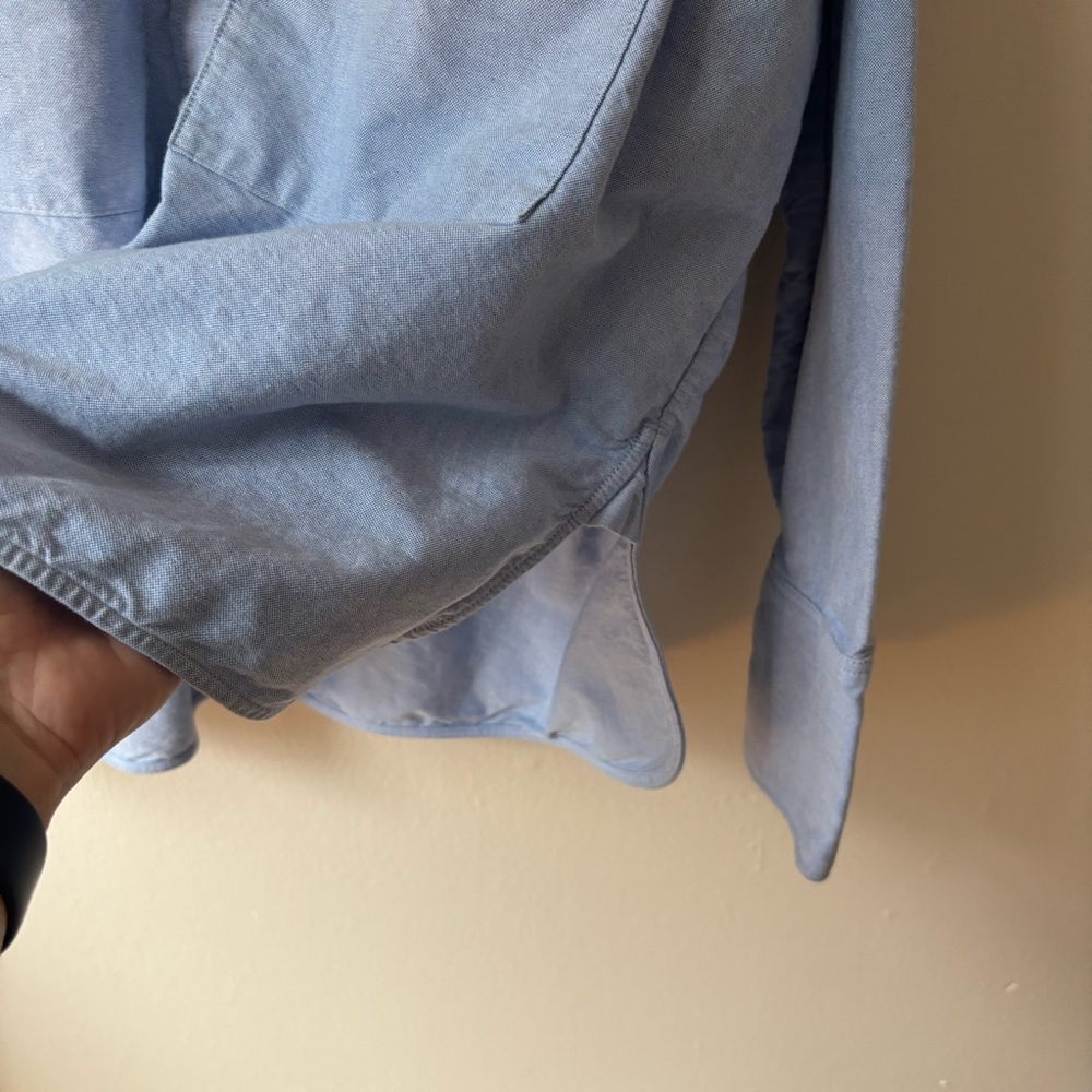 Light Blue Button-Up Shirt With Patch Pockets - image 3